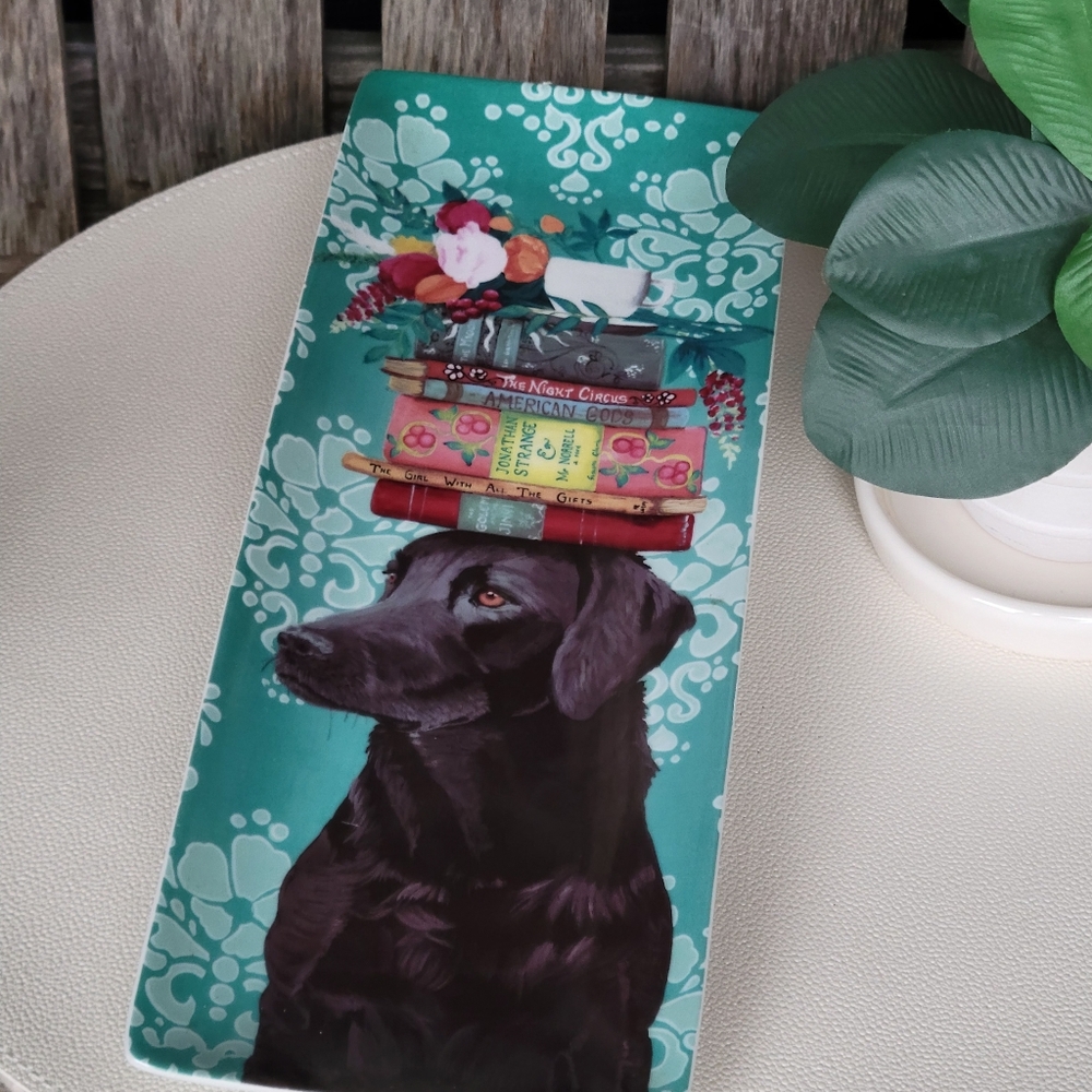 Greenbox Art & Culture Turquoise Floral Labrador Womens Best Friend Plate - Picture 2 of 14